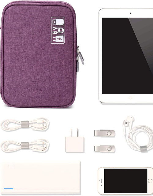 Load image into Gallery viewer, Travel Cable Organizer Bag, Electronic Accessories Case Portable Double Layer Cable Storage Bag for Cord,Phone,Charger, Flash Drive, Phone, SD Card,Personal Items - (Purple)
